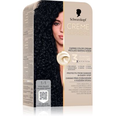 Schwarzkopf Creme Supreme trwała farba do włosów odcień 1-1 Cool Black 60 ml Schwarzkopf Creme Supreme trwała farba do włosów odcień 1-1 Cool Black 60 ml