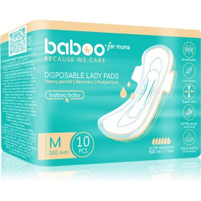 Baboo Postpartum Maternity Pads wkładki poporodowe produkt jednorazowy rozmiar M 10 szt. Baboo Postpartum Maternity Pads wkładki poporodowe produkt jednorazowy rozmiar M 10 szt.