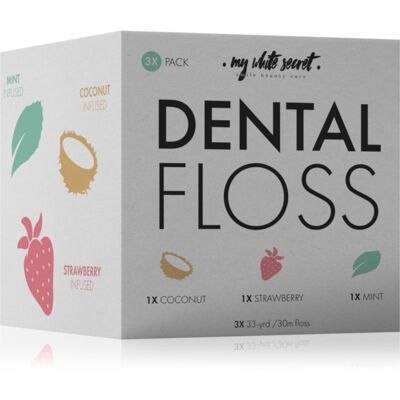My White Secret Dental Floss nić dentystyczna Coconut, Mint, Strawberry 3 szt. My White Secret Dental Floss nić dentystyczna Coconut, Mint, Strawberry 3 szt.
