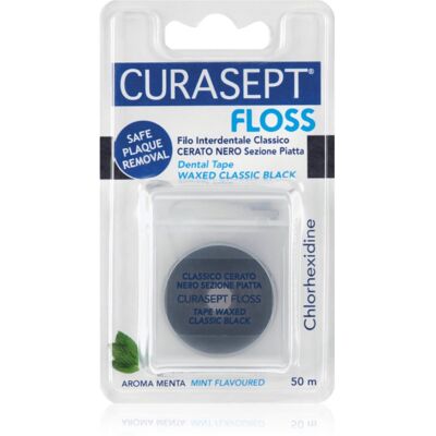 Curasept Dental Tape Waxed Classic Black woskowany pasek dentystyczny ze środkiem antybakteryjnym Mint 50 m Curasept Dental Tape Waxed Classic Black woskowany pasek dentystyczny ze środkiem antybakteryjnym Mint 50 m