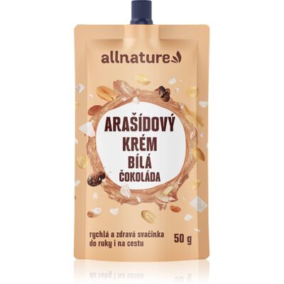 Allnature Krem z orzeszków ziemnych z białą czekoladą masło orzechowe z czekoladą 50 g Allnature Krem z orzeszków ziemnych z białą czekoladą masło orzechowe z czekoladą 50 g
