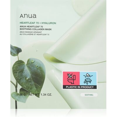 Anua Heartleaf 70% + Hyaluron Soothing Collagen Mask maseczka nawilżająca do twarzy o działaniu uspokajającym 1 szt. Anua Heartleaf 70% + Hyaluron Soothing Collagen Mask maseczka nawilżająca do twarzy o działaniu uspokajającym 1 szt.