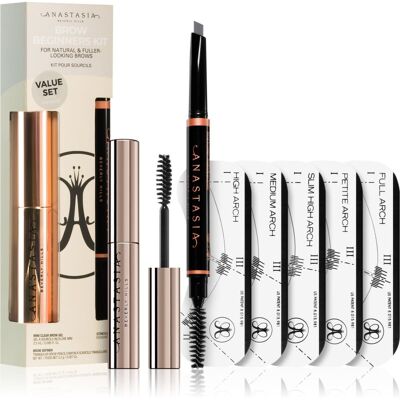 Zestaw dla początkujących do brwi Anastasia Beverly Hills - Ciemnobrązowy, Ebon, Taupe Zestaw dla początkujących do brwi Anastasia Beverly Hills - Ciemnobrązowy, Ebon, Taupe