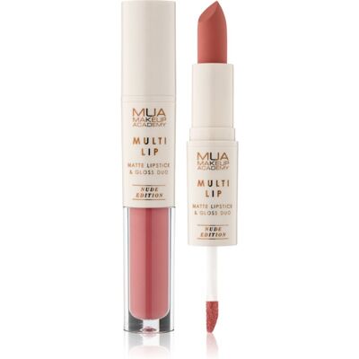 MUA Makeup Academy Multi Lip Nude Edition długotrwała pomadka i błyszczyk do ust podwójne odcień Bloom 3.2 g MUA Makeup Academy Multi Lip Nude Edition długotrwała pomadka i błyszczyk do ust podwójne odcień Bloom 3.2 g