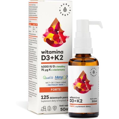 Aura Herbals Witamina D3 4000 IU + K2MK7 - 50ml Aura Herbals Witamina D3 4000 IU + K2MK7 - 50ml