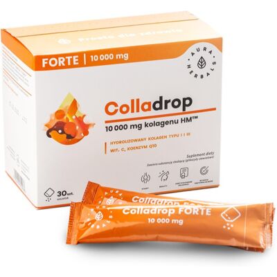 Aura Herbals Colladrop Forte - Kolagen morski 10000mg - Wspiera skórę, włosy, paznokcie Aura Herbals Colladrop Forte - Kolagen morski 10000mg - Wspiera skórę, włosy, paznokcie