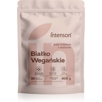 Intenson Białko Wegańskie białko roślinne bez dodatku cukru smak White Chocolate with Raspberry 900 g Intenson Białko Wegańskie białko roślinne bez dodatku cukru smak White Chocolate with Raspberry 900 g