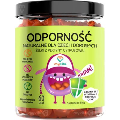 MyVita Naturalne Żelki Odporność miękkie kapsułki do żucia na wsparcie układu odpornościowego 60 caps. MyVita Naturalne Żelki Odporność miękkie kapsułki do żucia na wsparcie układu odpornościowego 60 caps.