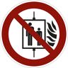 kaiserkraft Znak zakazu, nie używać windy podczas pożaru, opak. 10 szt., tworzywo, Ø 200 mm