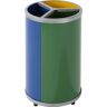 VAR Pojemnik do segregacji odpadów, okrągły, poj. 3 x 30 l, wys. x Ø 720 x 420 mm, żółty, niebieski, zielony