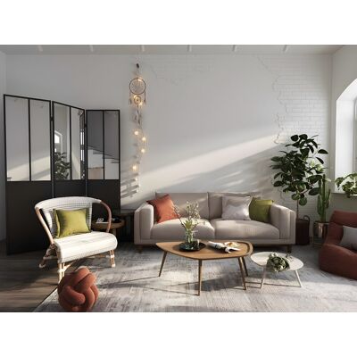 Unique Industrialny parawan lustrzany COVENTRY - Metal - Wys. 180 x Szer. 122 cm - Kolor czarny Unique Industrialny parawan lustrzany COVENTRY - Metal - Wys. 180 x Szer. 122 cm - Kolor czarny