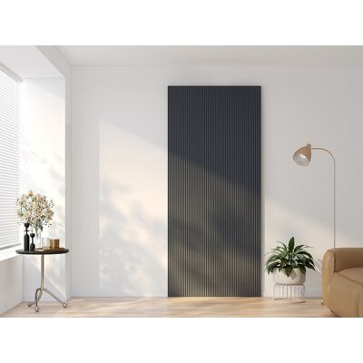 Unique Drzwi przesuwne z drewna i MDF z niewidoczną szyną - Czarne prążkowane - S83 x W210 cm - LORVISA Unique Drzwi przesuwne z drewna i MDF z niewidoczną szyną - Czarne prążkowane - S83 x W210 cm - LORVISA