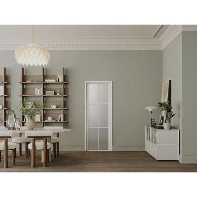 Unique Odwracalne drzwi z aluminium i szkła hartowanego matowego – W204 x S73 cm – Biały – SEROTO Unique Odwracalne drzwi z aluminium i szkła hartowanego matowego – W204 x S73 cm – Biały – SEROTO