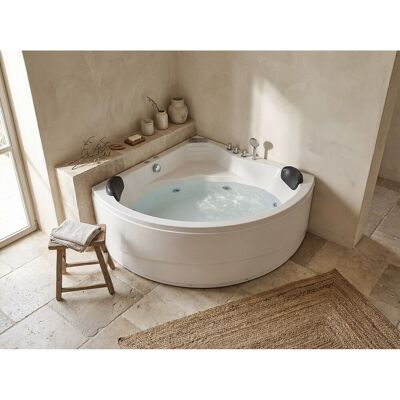 Unique Wanna narożna AGLENA z hydromasażem i systemem kaskad – 2-osobowa – 350 l – 150 × 150 × 60 cm (dł. × szer. × wys.) Unique Wanna narożna AGLENA z hydromasażem i systemem kaskad – 2-osobowa – 350 l – 150 × 150 × 60 cm (dł. × szer. × wys.)