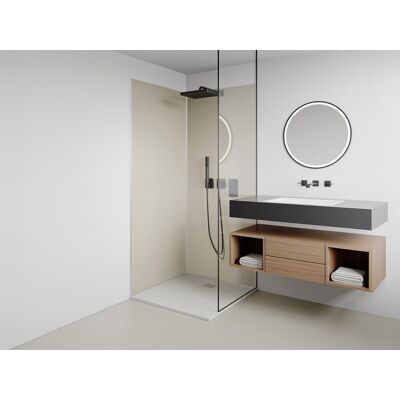 Unique Zestaw 2 paneli ściennych prysznicowych z aluminium w kolorze kości słoniowej z profilami - 2 x szer. 90 x wys. 210 cm - ITZIAR Unique Zestaw 2 paneli ściennych prysznicowych z aluminium w kolorze kości słoniowej z profilami - 2 x szer. 90 x wys. 210 cm - ITZIAR