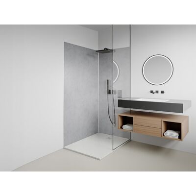 Unique Zestaw 2 paneli ściennych aluminiowych pod prysznic z efektem polerowanego betonu z profilami - szer. 90 x szer. 120 cm x wys. 210 cm - ARFINO Unique Zestaw 2 paneli ściennych aluminiowych pod prysznic z efektem polerowanego betonu z profilami - szer. 90 x szer. 120 cm x wys. 210 cm - ARFINO
