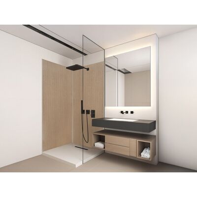 Unique Zestaw 2 paneli ściennych aluminiowych pod prysznic z efektem drewna z profilami - 2 x szer. 90 x wys. 210 cm - ENEKO Unique Zestaw 2 paneli ściennych aluminiowych pod prysznic z efektem drewna z profilami - 2 x szer. 90 x wys. 210 cm - ENEKO