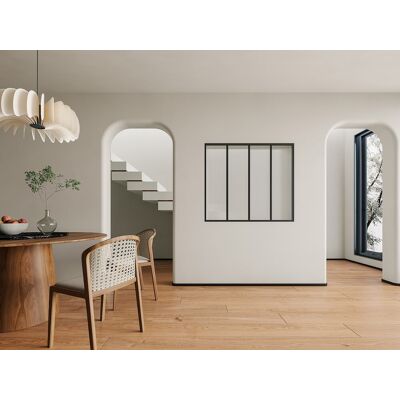 Unique Przeszklona ścianka z aluminium malowanego proszkowo i teksturowanego szkła hartowanego 120 x 105 cm - Czarny - VIETRA Unique Przeszklona ścianka z aluminium malowanego proszkowo i teksturowanego szkła hartowanego 120 x 105 cm - Czarny - VIETRA