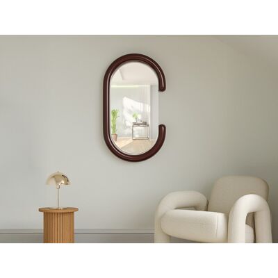 Unique Owalne lustro ścienne z drewna paulowni - szer. 60 x wys. 105 cm - Brązowe - YALMA Unique Owalne lustro ścienne z drewna paulowni - szer. 60 x wys. 105 cm - Brązowe - YALMA