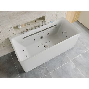 Unique Wanna z hydromasażem wolnostojąca przyścienna biała - 1 osobowa - 470 l - 170 x 75 cm - KIRANA Unique Wanna z hydromasażem wolnostojąca przyścienna biała - 1 osobowa - 470 l - 170 x 75 cm - KIRANA