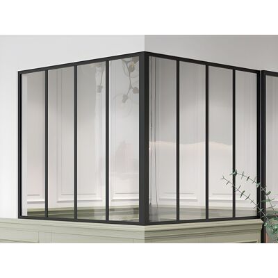 Unique Przeszklona ścianka narożna z aluminium malowanego proszkowo - szer. 120 x szer. 120 x wys. 105 - Czarny - BAYVIEW Unique Przeszklona ścianka narożna z aluminium malowanego proszkowo - szer. 120 x szer. 120 x wys. 105 - Czarny - BAYVIEW