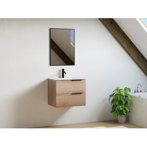 Unique Szafka łazienkowa wisząca z umywalką do zabudowy - Jasny naturalny - 60 cm - NISAYA Unique Szafka łazienkowa wisząca z umywalką do zabudowy - Jasny naturalny - 60 cm - NISAYA