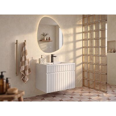 Vente-unique Biały wiszący mebel łazienkowy - 60cm - SATARA Vente-unique Biały wiszący mebel łazienkowy - 60cm - SATARA