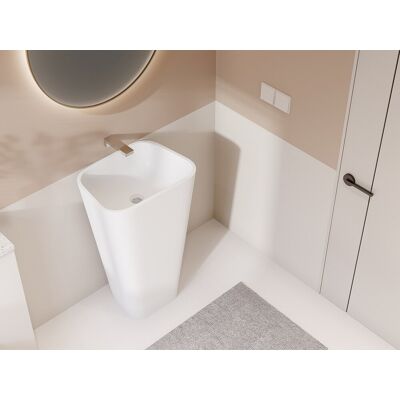 Unique Prostokątna umywalka na nóżce z solid surface - Biała - TILICHO Unique Prostokątna umywalka na nóżce z solid surface - Biała - TILICHO