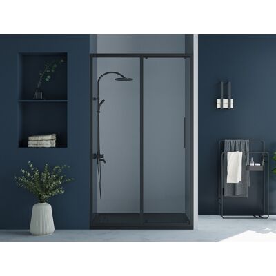 Unique Drzwi prysznicowe przesuwne czarne matowe styl industrialny - 120 x 195 cm - TORONI Unique Drzwi prysznicowe przesuwne czarne matowe styl industrialny - 120 x 195 cm - TORONI