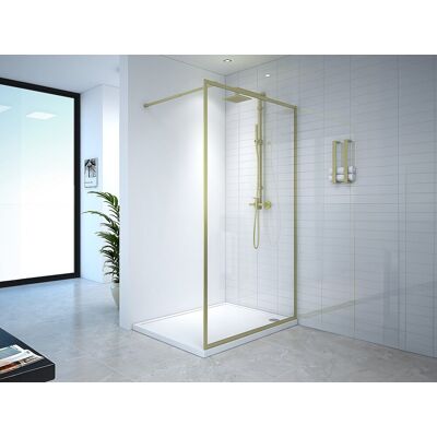 Unique Ścianka prysznicowa do kabiny walk-in - 120 x 200 cm - Złoty - Szkło hartowane - AMBERI Unique Ścianka prysznicowa do kabiny walk-in - 120 x 200 cm - Złoty - Szkło hartowane - AMBERI