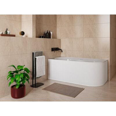 Unique Wanna narożna ryflowana - 200 l - 150 x 75 x 58 cm - Biały mat - Akryl - Lewostronna - BARBORI Unique Wanna narożna ryflowana - 200 l - 150 x 75 x 58 cm - Biały mat - Akryl - Lewostronna - BARBORI