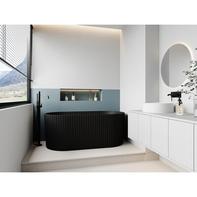 Unique Wanna wolnostojąca akrylowa ryflowana - Czarny mat - 220 l - 150 x 75 x 58 cm - ALIENA Unique Wanna wolnostojąca akrylowa ryflowana - Czarny mat - 220 l - 150 x 75 x 58 cm - ALIENA