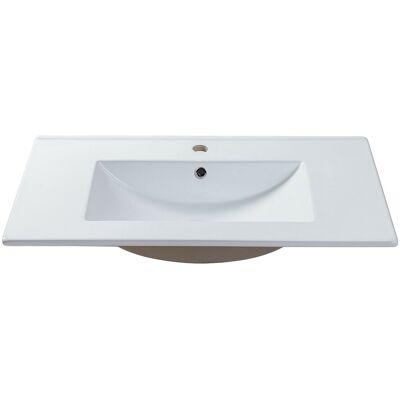 Unique Umywalka prostokątna wpuszczana w blat z białej ceramiki - 101 x 46,5 cm - MOTIAC Unique Umywalka prostokątna wpuszczana w blat z białej ceramiki - 101 x 46,5 cm - MOTIAC