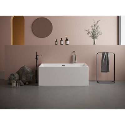 Unique Wanna częściowo wolnostojąca prostokątna - 202 l - 150 x 75 x 58 cm - Biała - Akrylowa - PIKAIA Unique Wanna częściowo wolnostojąca prostokątna - 202 l - 150 x 75 x 58 cm - Biała - Akrylowa - PIKAIA