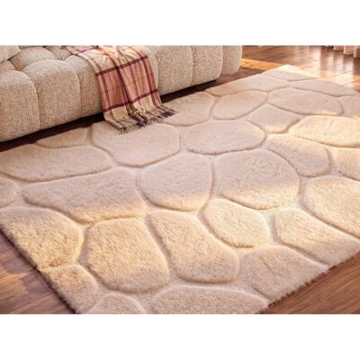 Unique Dywan z efektem futra i wypukłym wzorem - 200 x 290 cm - Beżowy - ARENSO Unique Dywan z efektem futra i wypukłym wzorem - 200 x 290 cm - Beżowy - ARENSO