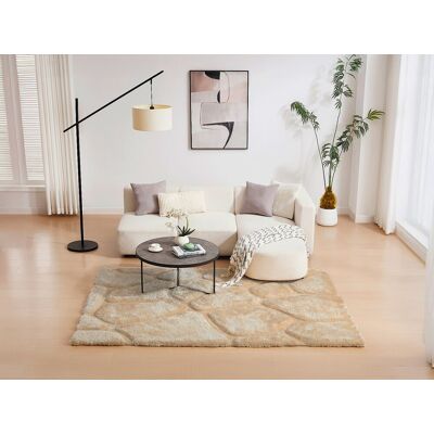 Unique Dywan shaggy z długim włosiem z wypukłymi wzorami - 160 x 230 cm - Ciemny beżowy - PIETRA Unique Dywan shaggy z długim włosiem z wypukłymi wzorami - 160 x 230 cm - Ciemny beżowy - PIETRA
