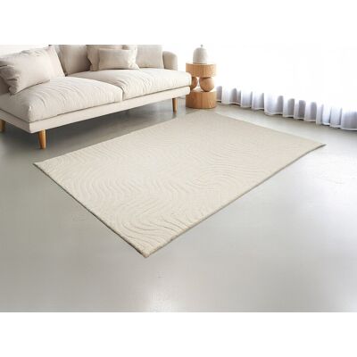Unique Ręcznie tuftowany dywan reliefowy, 100% wełna – 160 x 230 cm – kolor kość słoniowa – 2100 g/m² – NEORA” Unique Ręcznie tuftowany dywan reliefowy, 100% wełna – 160 x 230 cm – kolor kość słoniowa – 2100 g/m² – NEORA”