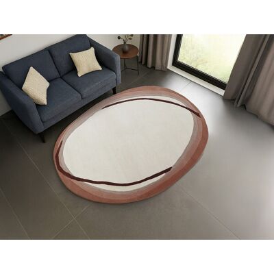 Unique Dywan organiczny 100% wełny, ręcznie taftowany - 160 x 225 cm - Kość słoniowa i brązowy - 2100g/m² - YELINA Unique Dywan organiczny 100% wełny, ręcznie taftowany - 160 x 225 cm - Kość słoniowa i brązowy - 2100g/m² - YELINA