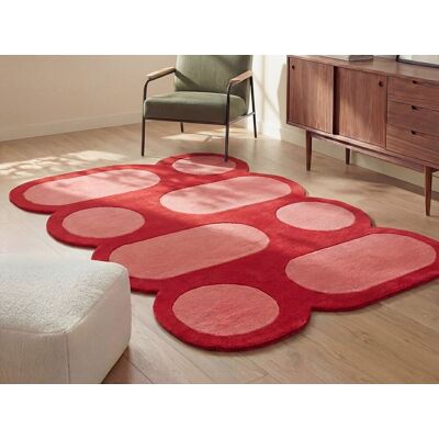 Unique Dywan 100% wełna tuftowany ręcznie - Wiśniowo-czerwony i różowy - 160 x 230 cm - 2100g/m² - NOLERA Unique Dywan 100% wełna tuftowany ręcznie - Wiśniowo-czerwony i różowy - 160 x 230 cm - 2100g/m² - NOLERA