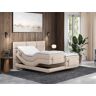 Zestaw boxspring pikowany zagłówek łóżka + stelaże z elektryczną funkcją relax + materac + nakładka na materac - 2 x 80 x 200 cm - beżowy - LODI PALACIO