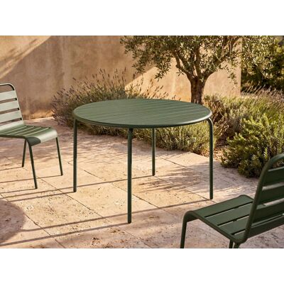 Unique Okrągły stół ogrodowy Ø 130 cm metalowy - Khaki - MIRMANDE od MYLIA Unique Okrągły stół ogrodowy Ø 130 cm metalowy - Khaki - MIRMANDE od MYLIA
