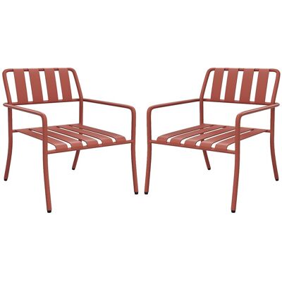 Unique Zestaw 2 metalowych, składanych niskich foteli ogrodowych - Terakota - BIRMOS od MYLIA Unique Zestaw 2 metalowych, składanych niskich foteli ogrodowych - Terakota - BIRMOS od MYLIA