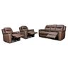 Unique Skórzana kanapa 3-osobowa i 2 fotele EVASION z funkcją relax - Brązowy
