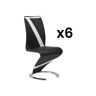 Unique Komplet 6 krzeseł TWIZY - Materiał skóropodobny czarny + biały