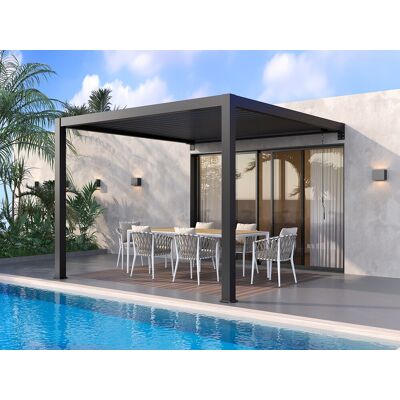 Unique Pergola przyścienna bioklimatyczna aluminiowa z regulowanymi lamelami 9,36 m² - Antracytowa - SERADO Unique Pergola przyścienna bioklimatyczna aluminiowa z regulowanymi lamelami 9,36 m² - Antracytowa - SERADO
