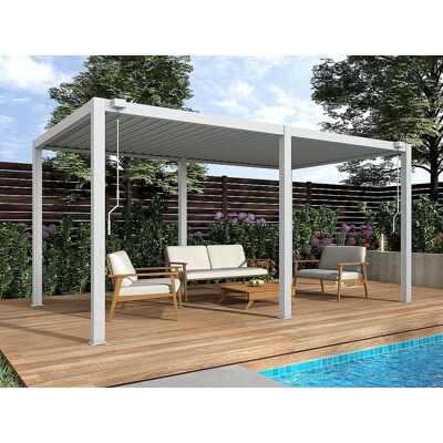 Unique Pergola bioklimatyczna wolnostojąca aluminiowa z regulowanymi lamelami - 15 m² - biała - AMALFI Unique Pergola bioklimatyczna wolnostojąca aluminiowa z regulowanymi lamelami - 15 m² - biała - AMALFI
