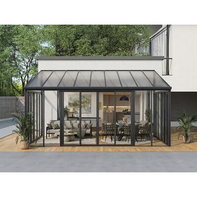 Unique Weranda aluminiowa z poliwęglanu z ochroną UV - 20,9 m² - antracyt - MATHILDA Unique Weranda aluminiowa z poliwęglanu z ochroną UV - 20,9 m² - antracyt - MATHILDA