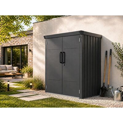 Unique Szafa ogrodowa ze stali galwanizowanej w kolorze antracytowym 1,88 m³ - szer. 133 x gł. 94 x wys. 151 cm - NORISA Unique Szafa ogrodowa ze stali galwanizowanej w kolorze antracytowym 1,88 m³ - szer. 133 x gł. 94 x wys. 151 cm - NORISA