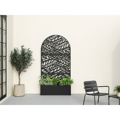 Unique Donica stojąca z ozdobną kratką - D90 x G33 x W180 cm - Czarna - CLYNEO Unique Donica stojąca z ozdobną kratką - D90 x G33 x W180 cm - Czarna - CLYNEO