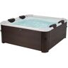 Mspa 6-osobowe półsztywne brązowe spa z akcesoriami – 120 dysz – dł. 160 x szer. 160 x wys. 65 cm – MAKEMO